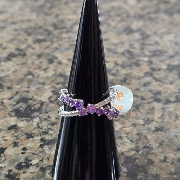 Bomb Party RBP5665 "A Moment in the Stars" Violet Cubic Ziconia .925 SS Sz 6 - Picture 1 of 5